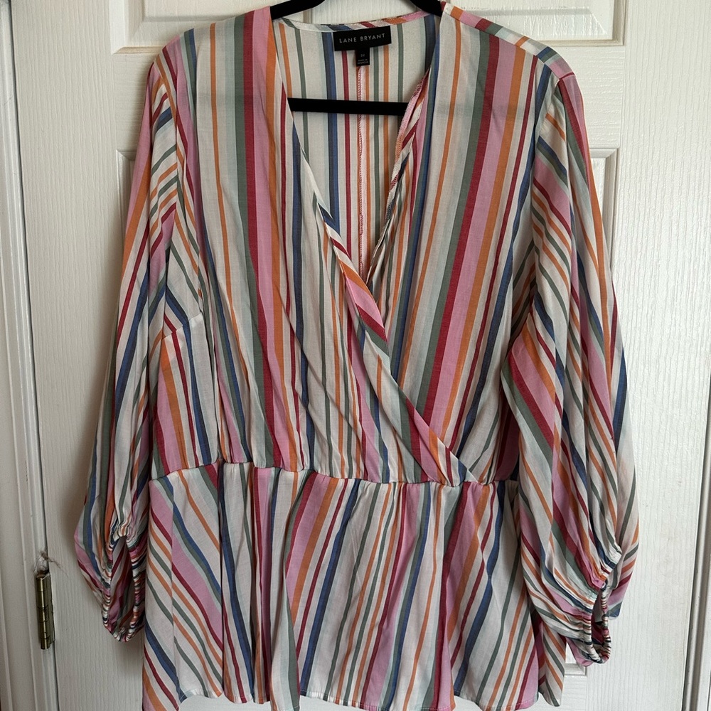 Lane Bryant Flowy Striped Top - Womans Sz 22